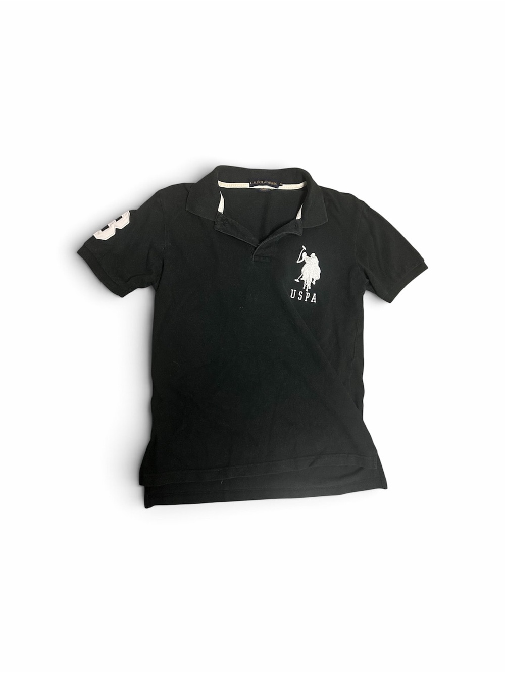 U.S. Polo Assn. Black Boys' Polo with White Logo Patch